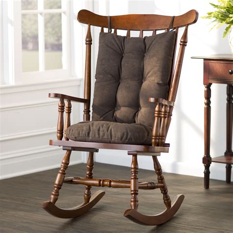 Upholstered seats and cushions provide you with comfortable seating with faux leather upholstery that gently fits your body. . Wayfair rocking chairs